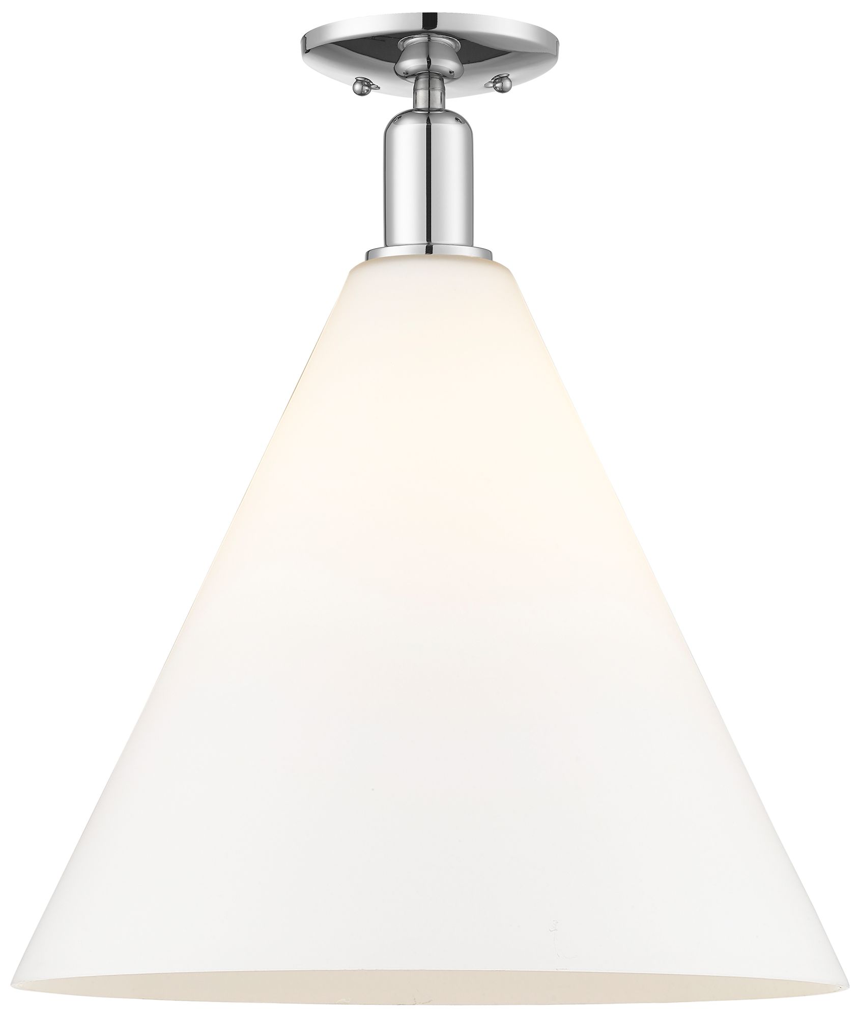 Arcadia Berkshire Glass 16"W Chrome Semi-Flush w/ Matte White Shade