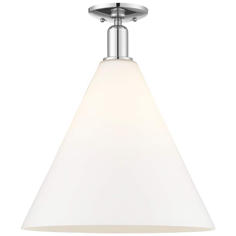 Image 1 Arcadia Berkshire Glass 16"W Chrome Semi-Flush w/ Matte White Shade