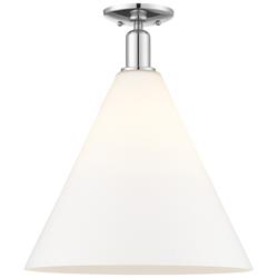Arcadia Berkshire Glass 16"W Chrome Semi-Flush w/ Matte White Shade