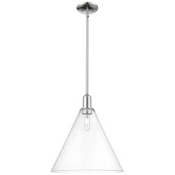 Arcadia Berkshire Glass 16"W Chrome Stem Mini Pendant w/ Clear Shade