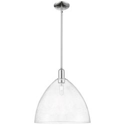 Arcadia Berkshire Glass 16"W Chrome Stem Mini Pendant w/ Seedy Shade