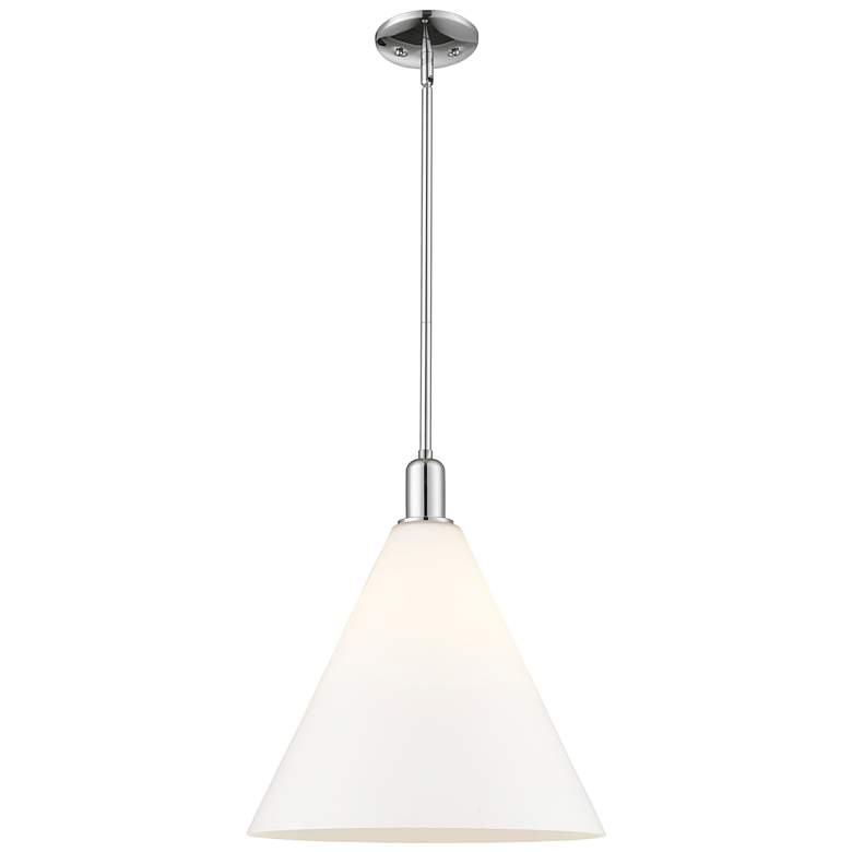 Image 1 Arcadia Berkshire Glass 16"W Chrome Stem Pendant w/ Matte White Shade