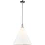 Arcadia Berkshire Glass 16"W Chrome Stem Pendant w/ Matte White Shade