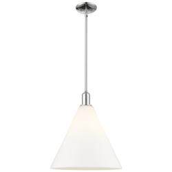 Arcadia Berkshire Glass 16"W Chrome Stem Pendant w/ Matte White Shade