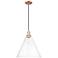 Arcadia Berkshire Glass 16"W Copper Cord Mini Pendant w/ Clear Shade