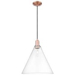 Arcadia Berkshire Glass 16"W Copper Cord Mini Pendant w/ Clear Shade