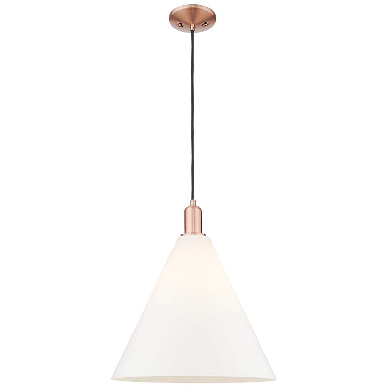 Image 1 Arcadia Berkshire Glass 16"W Copper Cord Pendant w/ Matte White Shade