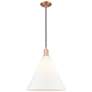 1_Arcadia Berkshire Glass 16"W Copper Cord Pendant w/ Matte White Shade