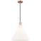 Arcadia Berkshire Glass 16"W Copper Cord Pendant w/ Matte White Shade