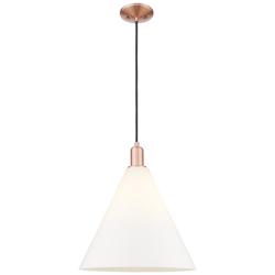 Arcadia Berkshire Glass 16"W Copper Cord Pendant w/ Matte White Shade