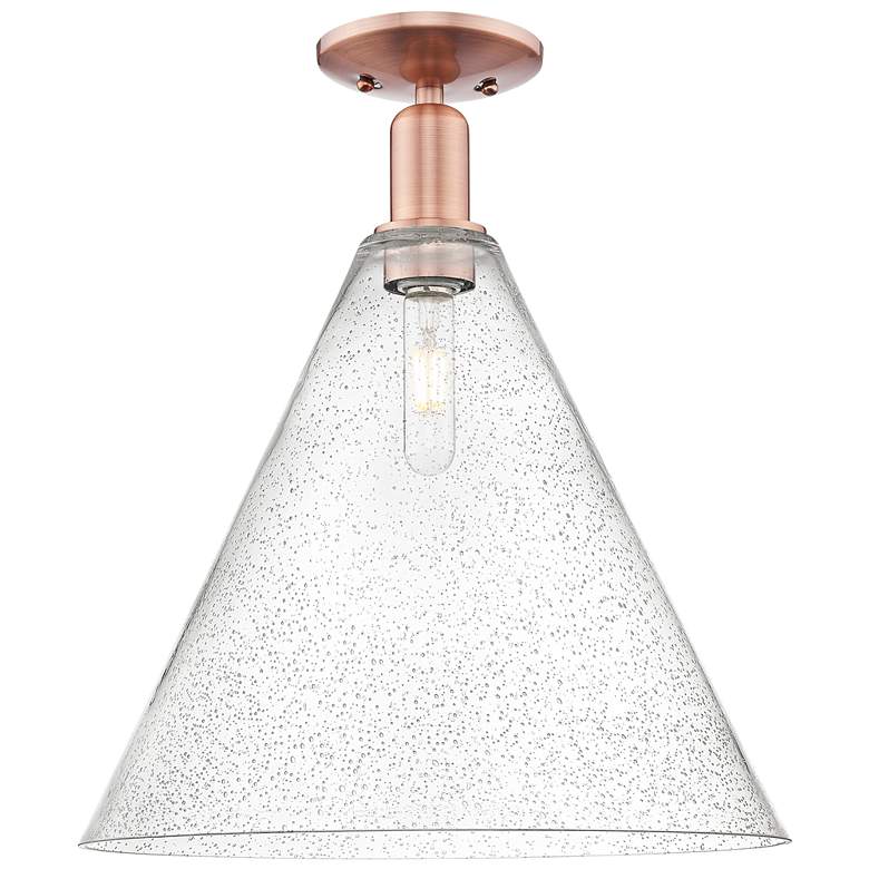 Image 1 Arcadia Berkshire Glass 16"W Copper Semi.Flush Mount With Seedy Shade