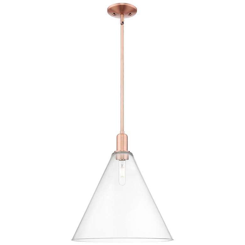 Image 1 Arcadia Berkshire Glass 16"W Copper Stem Mini Pendant w/ Clear Shade