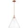 Arcadia Berkshire Glass 16"W Copper Stem Mini Pendant w/ Clear Shade