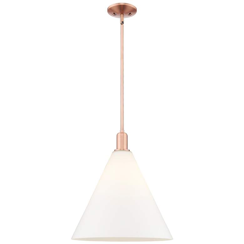Image 1 Arcadia Berkshire Glass 16"W Copper Stem Pendant w/ Matte White Shade