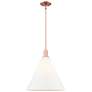 Arcadia Berkshire Glass 16"W Copper Stem Pendant w/ Matte White Shade
