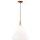 Arcadia Berkshire Glass 16"W Copper Stem Pendant w/ Matte White Shade