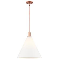 Arcadia Berkshire Glass 16"W Copper Stem Pendant w/ Matte White Shade