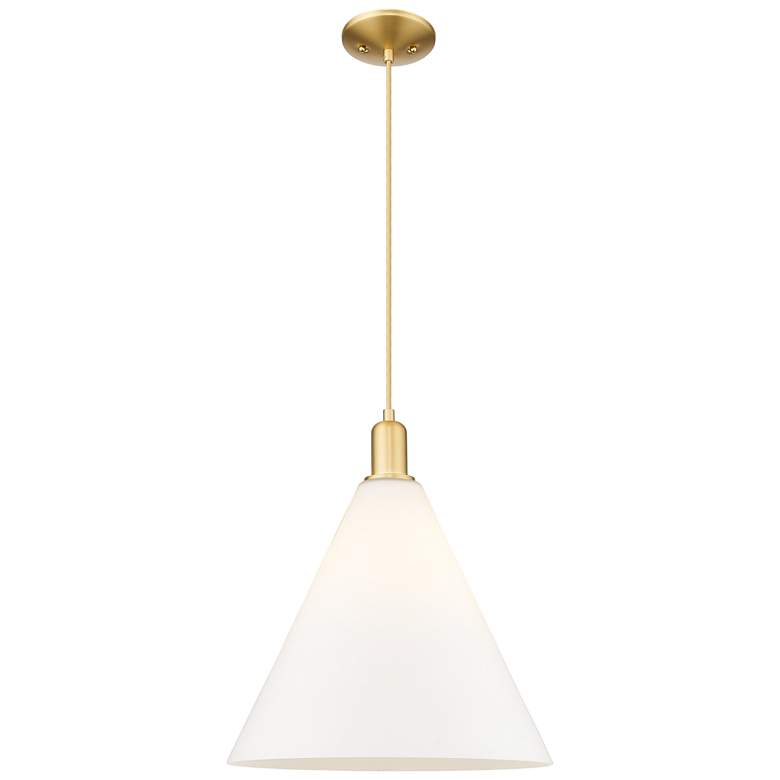 Image 1 Arcadia Berkshire Glass 16"W Gold Cord Pendant w/ Matte White Shade