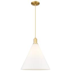Arcadia Berkshire Glass 16"W Gold Cord Pendant w/ Matte White Shade
