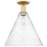 Arcadia Berkshire Glass 16"W Gold Semi.Flush Mount w/ Seedy Shade