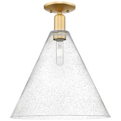 Arcadia Berkshire Glass 16"W Gold Semi.Flush Mount w/ Seedy Shade