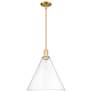 Arcadia Berkshire Glass 16"W Gold Stem Mini Pendant w/ Clear Shade