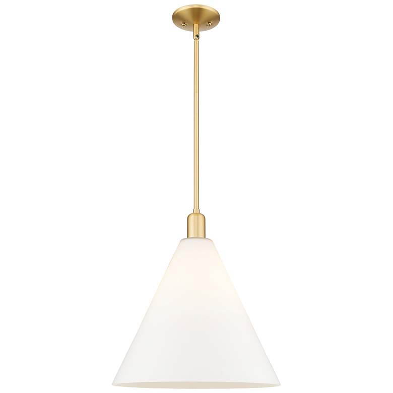 Image 1 Arcadia Berkshire Glass 16"W Gold Stem Pendant w/ Matte White Shade