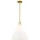 Arcadia Berkshire Glass 16"W Gold Stem Pendant w/ Matte White Shade