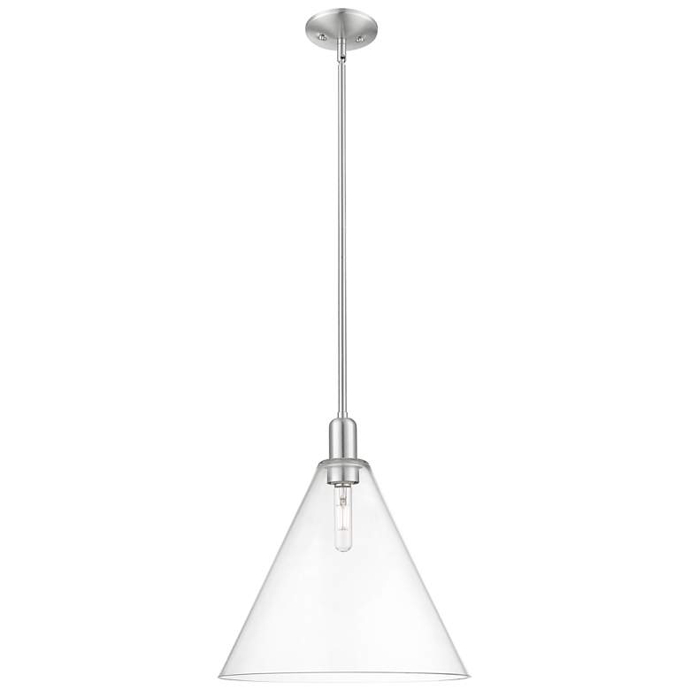 Image 1 Arcadia Berkshire Glass 16"W Nickel Stem Pendant w/ Clear Shade