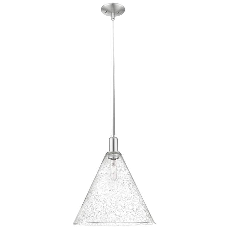 Image 1 Arcadia Berkshire Glass 16"W Nickel Stem Pendant w/ Seedy Shade