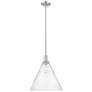 1_Arcadia Berkshire Glass 16"W Nickel Stem Pendant w/ Seedy Shade