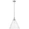 Arcadia Berkshire Glass 16"W Nickel Stem Pendant w/ Seedy Shade