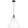 Arcadia Berkshire Glass 16"W Oiled Bronze Cord Pendant w/ Clear Shade