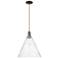 Arcadia Berkshire Glass 16"W Oiled Bronze Cord Pendant w/ Seedy Shade