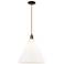 Arcadia Berkshire Glass 16"W Oiled Bronze Cord Pendant w/ White Shade