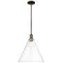 Arcadia Berkshire Glass 16"W Oiled Bronze Stem Pendant w/ Clear Shade
