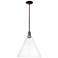 Arcadia Berkshire Glass 16"W Oiled Bronze Stem Pendant w/ Clear Shade