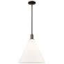 Arcadia Berkshire Glass 16"W Oiled Bronze Stem Pendant w/ White Shade