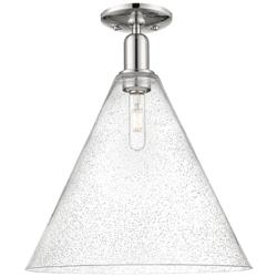 Arcadia Berkshire Glass 16"W Polished Nickel Semi-Flush w/ Seedy Shade