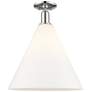 Arcadia Berkshire Glass 16"W Polished Nickel Semi-Flush w/ White Shade