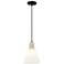 Arcadia Berkshire Glass 8"W Black Brass Cord Pendant w/ White Shade