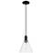 Arcadia Berkshire Glass 8"W Black Cord Mini Pendant w/ Clear Shade