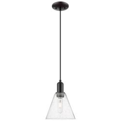 Arcadia Berkshire Glass 8"W Black Cord Mini Pendant w/ Seedy Shade