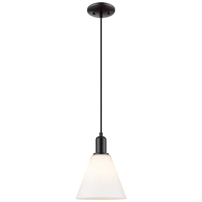 Image 1 Arcadia Berkshire Glass 8"W Black Cord Pendant w/ Matte White Shade