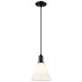 1_Arcadia Berkshire Glass 8"W Black Cord Pendant w/ Matte White Shade