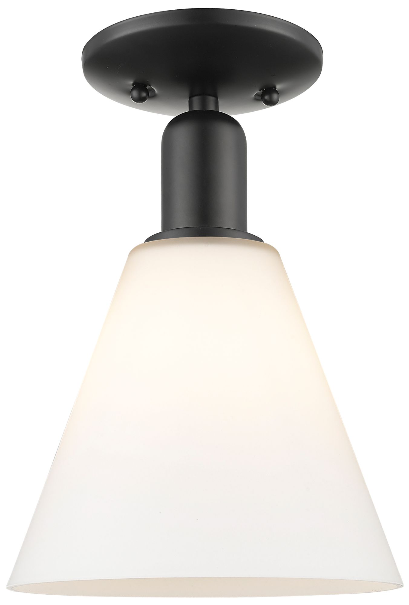 Arcadia Berkshire Glass 8"W Black Semi-Flush w/ Matte White Shade