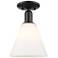 Arcadia Berkshire Glass 8"W Black Semi-Flush w/ Matte White Shade