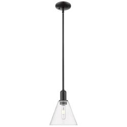 Arcadia Berkshire Glass 8"W Black Stem Mini Pendant w/ Clear Shade