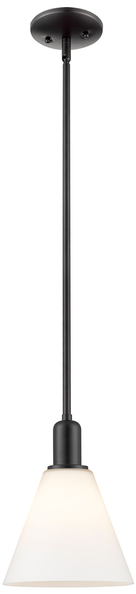 Arcadia Berkshire Glass 8"W Black Stem Pendant w/ Matte White Shade