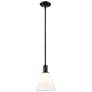 Arcadia Berkshire Glass 8"W Black Stem Pendant w/ Matte White Shade